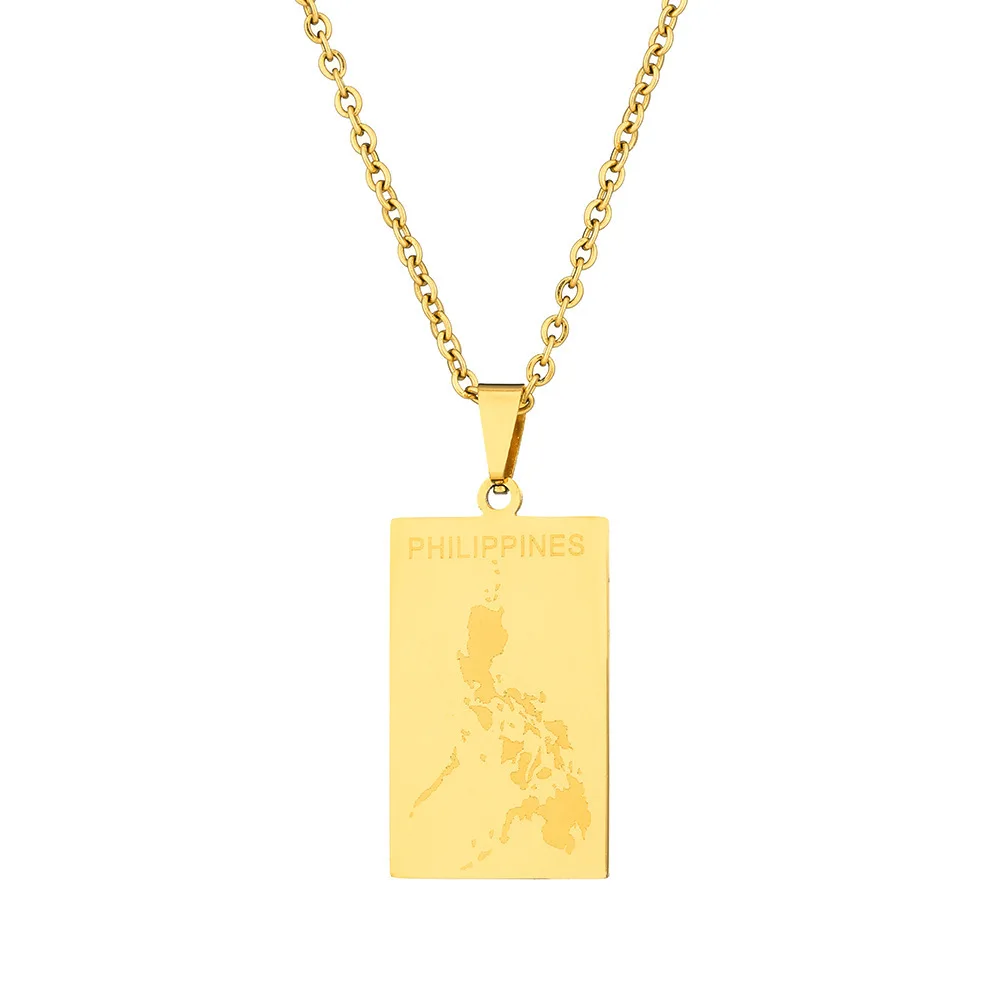 Halskette mit Anhänger mit philippinischer Karte, Flagge, für Damen und Herren, Geschenk, Edelstahl, Schmuckzubehör – Detail 4