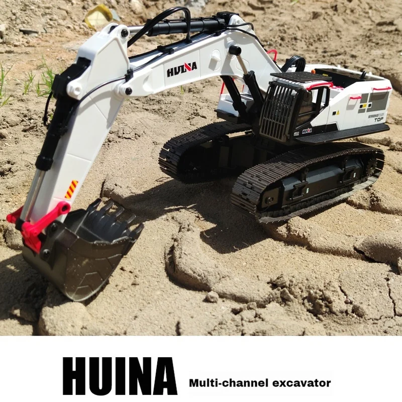 New Huina Toys Remote Control Engineering Vehicle 22 Tong Alloy Model Modified Machine Large Electric Excavator Christmas Gifts