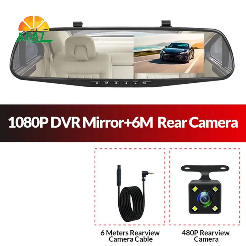 

AEA7-Dashcam White Mirror Dvr 4.3 Inch Dash Camera FHD 1080P Auto Registrar Support Rear View Camera Video Recorder