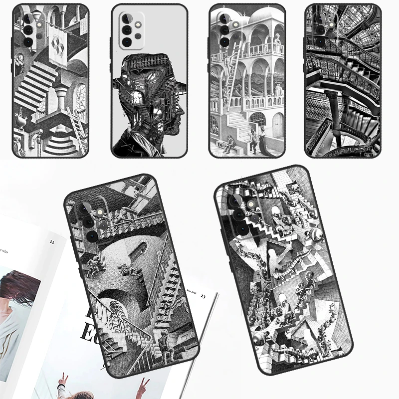 Escher Staircases Case For Samsung Galaxy A54 A34 A14 A13 A33 A53 A12 A32 A52 A71 A51 A15 A25 A55 A35 Cover