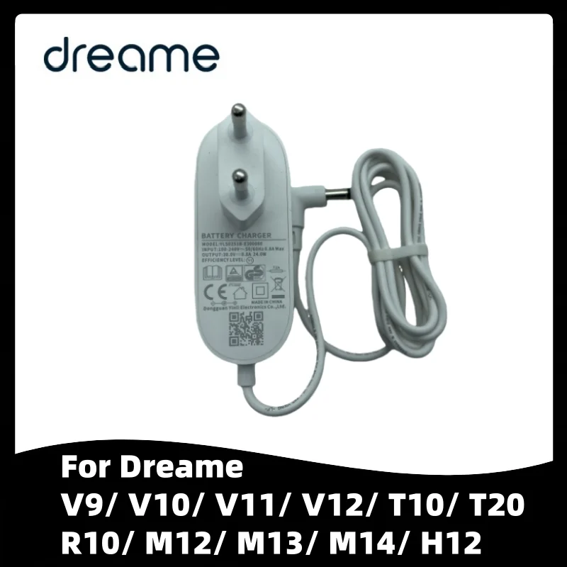 Original Charger with EU Plug for Dreame V9/ V10/ V11/ V12/ T10/ T20/ R10/ M12/ M13/ M14/ H12 Vacuum Cleaner Charging Adapter