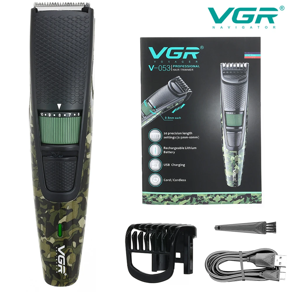 

VGR Hair Trimmer Adjustable Hair Clipper Rechargeable Trimmer Professional Electric Hair Clipper Cordless Trimmer for Men V-053