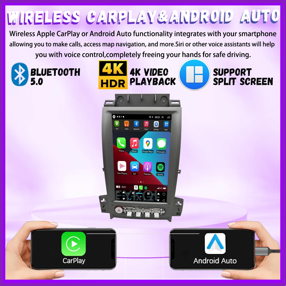 Car Radio For Ford Taurus 2010-2019 CarPlay Android Auto Tesla Style Automotive multimedia Bluetooth WIFI Stereo Navigation 4G