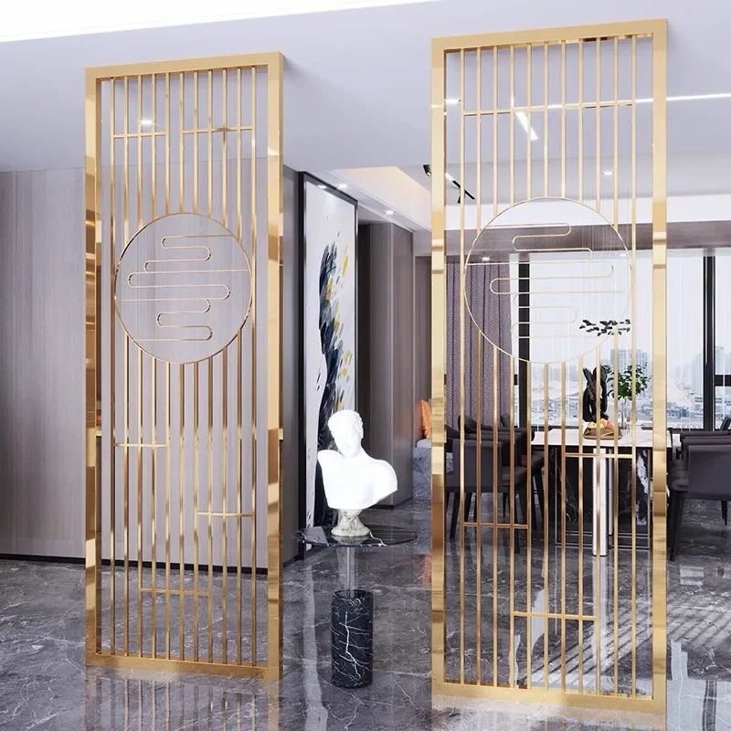for Titanium Stainless Steel Screen Partition for Entrance Living Room Dining Room Bathroom Hotel Lobby Wrought Iron Divider