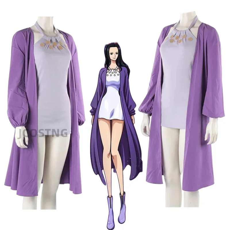 Anime ONE PIECE Nico Robin Purple Dress Coat for Women Girl Sexy Uniform Cosplay Costume Halloween Party Performance Clothing PA