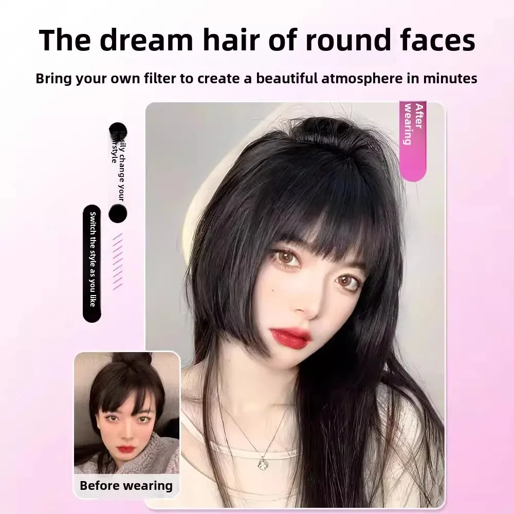 المرأة شعر طويل الألياف الزجاجية شعر مستعار التغطية الكاملة الأميرة قص النمط الياباني مستقيم الأسود الدانتيل الجبهة الباروكات لوليتا سكينين 2026 #2