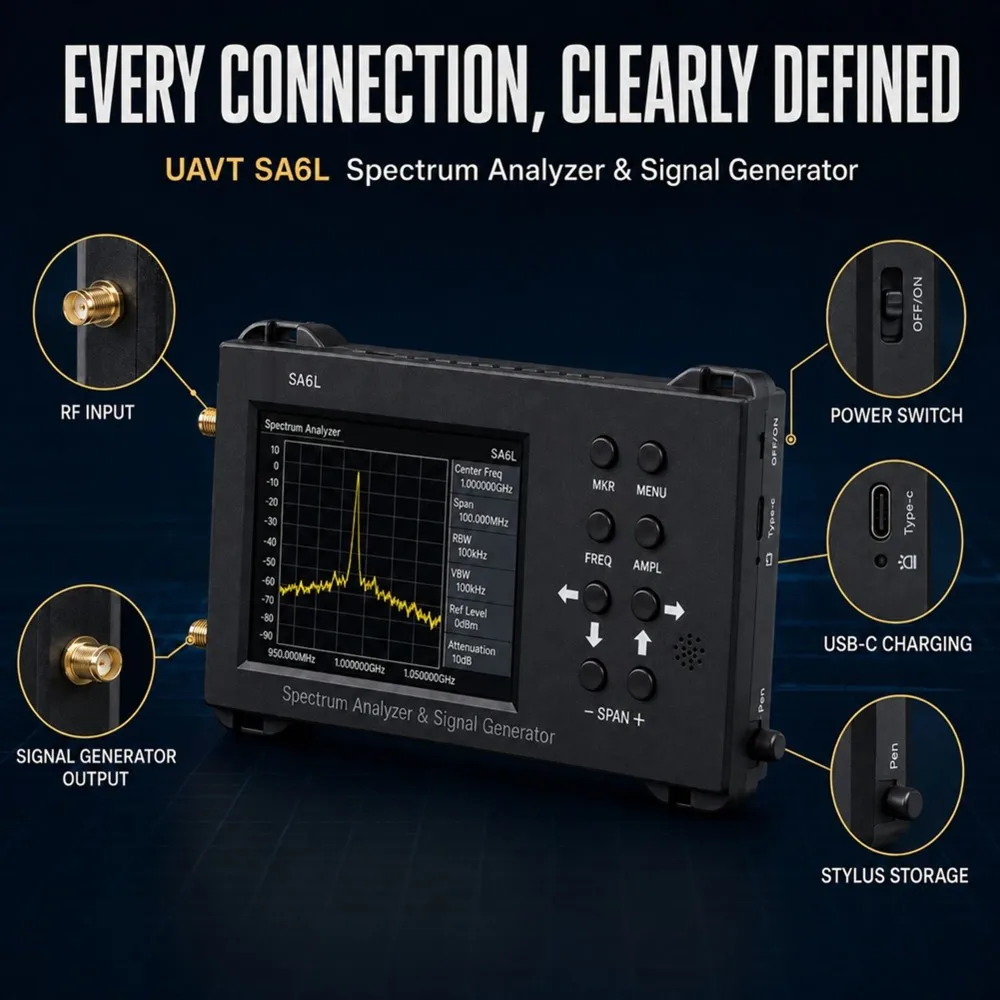 ABKW-Portable Spectrum Analyzer 3.5-6.2 Ghz RF Signal Source Generator RF Tester Radio Signal Direction Finding Generator