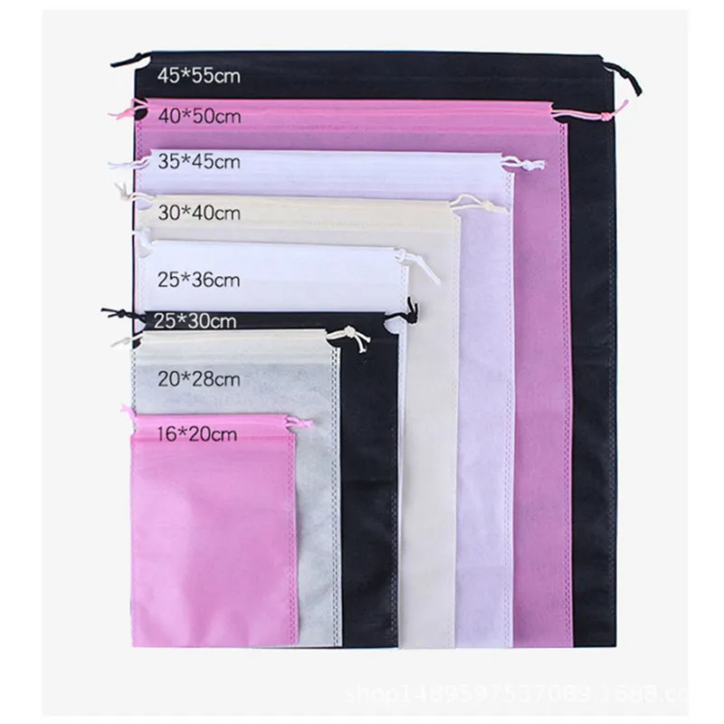 50pcs 35x45 40x50 45x55cm Non-woven Drawstring Bag Clothing Shoes and bags Storage Toys Travel Laundry Lingerie Makeup Pouch