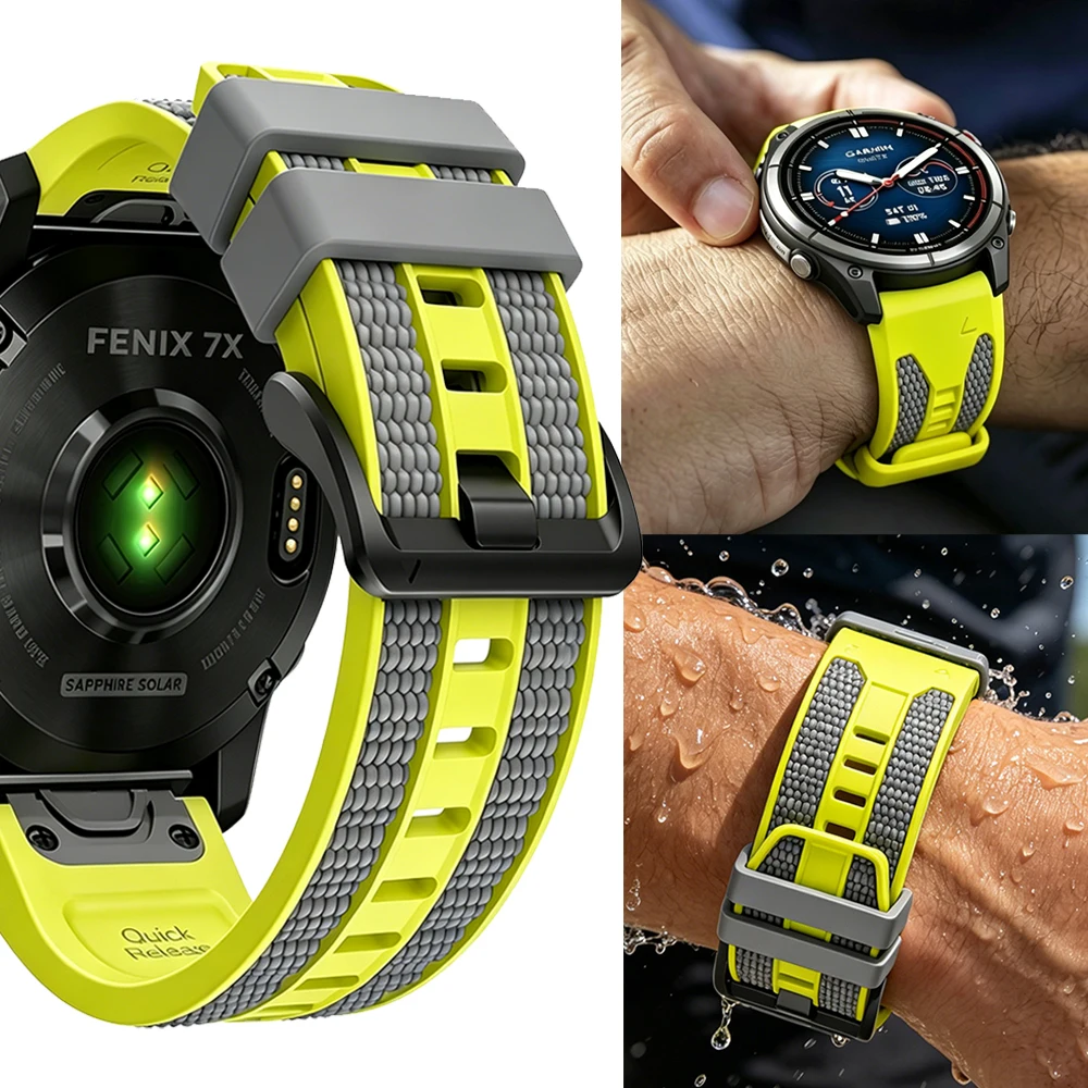 QuickFit 26mm 22mm Silicone Strap For Garmin Fenix E 8 Pro 51mm 47mm/Enduro 3 2/Epix Pro/Tactix 7 8/Quatix 8 970 Sports Bracelet