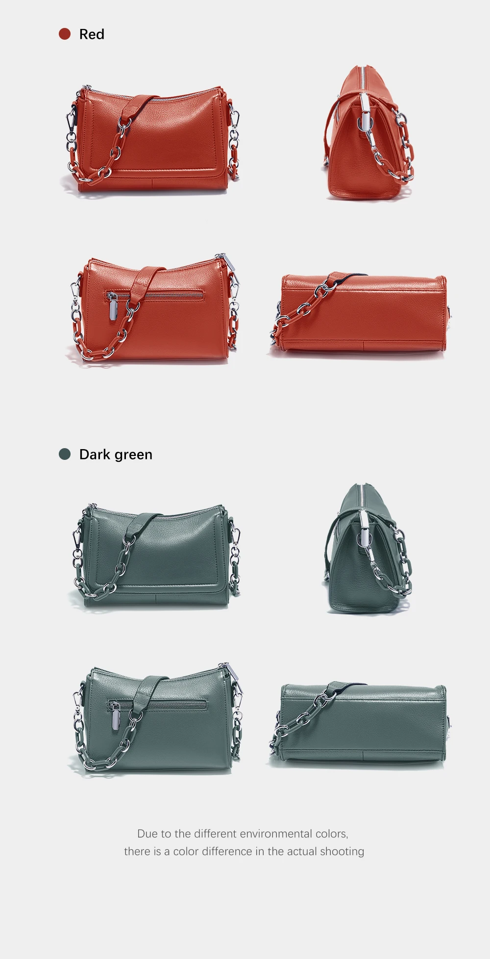 Zency Acryl-Ketten-Handtasche aus weichem Leder mit Tragegriff, luxuriöse kleine Unterarm-Umhängetasche für Damen, weiß, modische Schultertasche – Detail 15