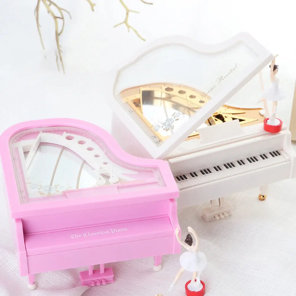 Caja de música para piano, adorno decorativo de escritorio con diseño de ballet, regalo creativo de cumpleaños, decoración artística para el hogar, 1 ud.