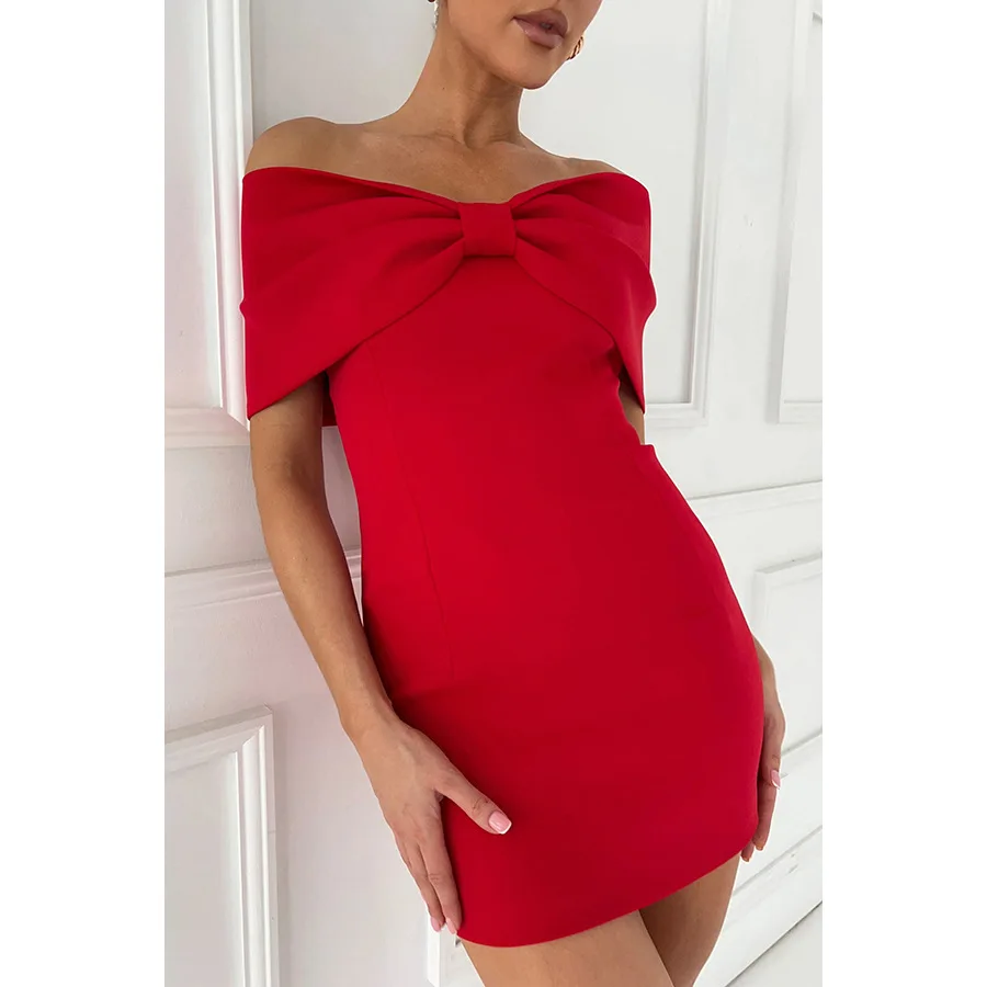 Luxury Mini Dress Bow Tie Sexy Bodycon Dresses Party Festivals Evening Weddings Birthday Africa Designer Clothing S-4XL