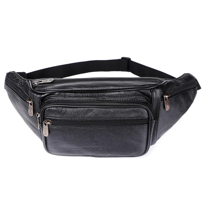 Fashion PU Leather Men Waist Packs Causal Classic Men Crossbody Bag Soft Solid Style Men Handle Handbag Sport Waist Bag