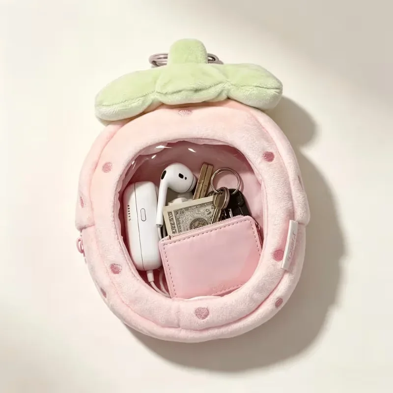 Cute Gifts Doll Display Bag Strawberry Shape Coin Pouch Bag Earphone Storage Bag Mini Ita Bag For Girl Travel Organize