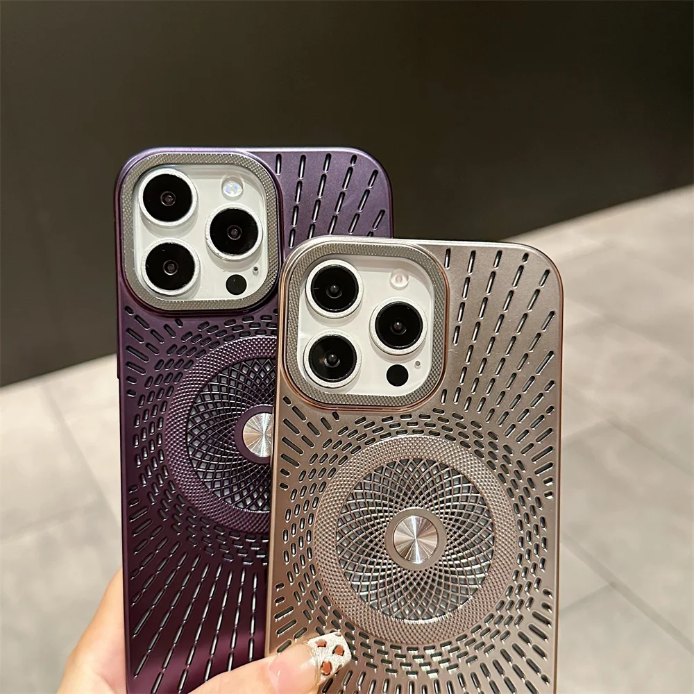 Plating Heat Dissipation Magsafe Case for iPhone 12 13 14 15 16 Pro Max 16 Plus Plating Men Women Ultra Thin Anti Drop PC Cover