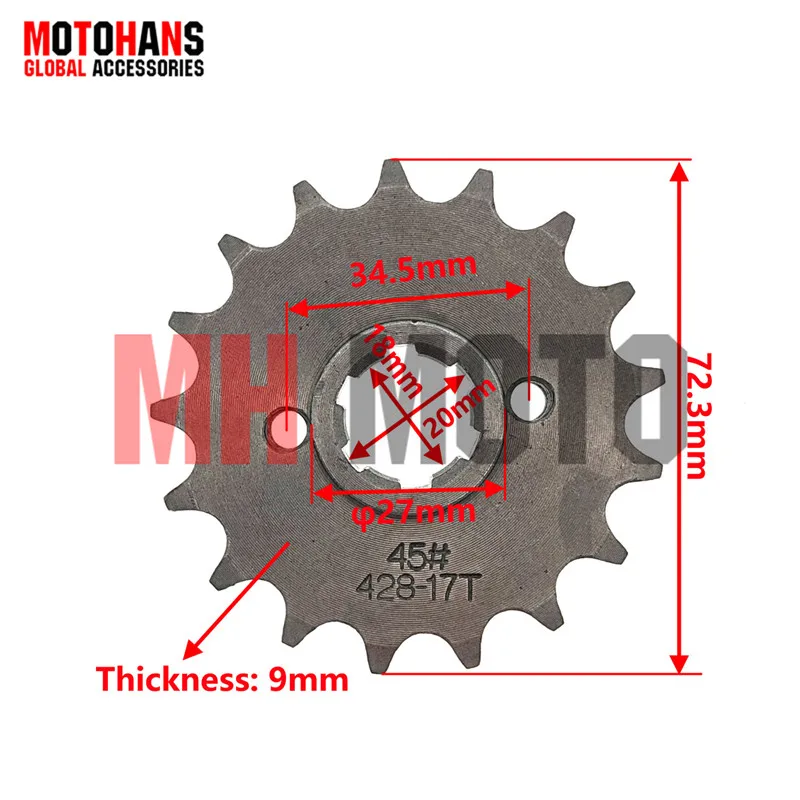 MOTORCYCLE PARTS 428-17T 1045 STEEL FRONT SPROCKET FOR KEEWAY HORSE125 HORSE150 WY125