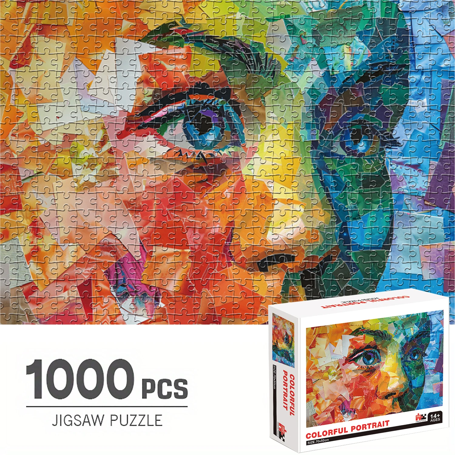 

1000 Pieces Jigsaw Puzzles, Colorful Portrait, Adults Large Puzzle Toys Gift Intellectual Decompressing Fun Family Game