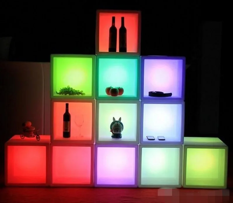LED Luminous Rechargeable Display Case Bar cabinet Colorful Waterproof Plastic Beer Champagne Bucket Ice Cube Storage Container