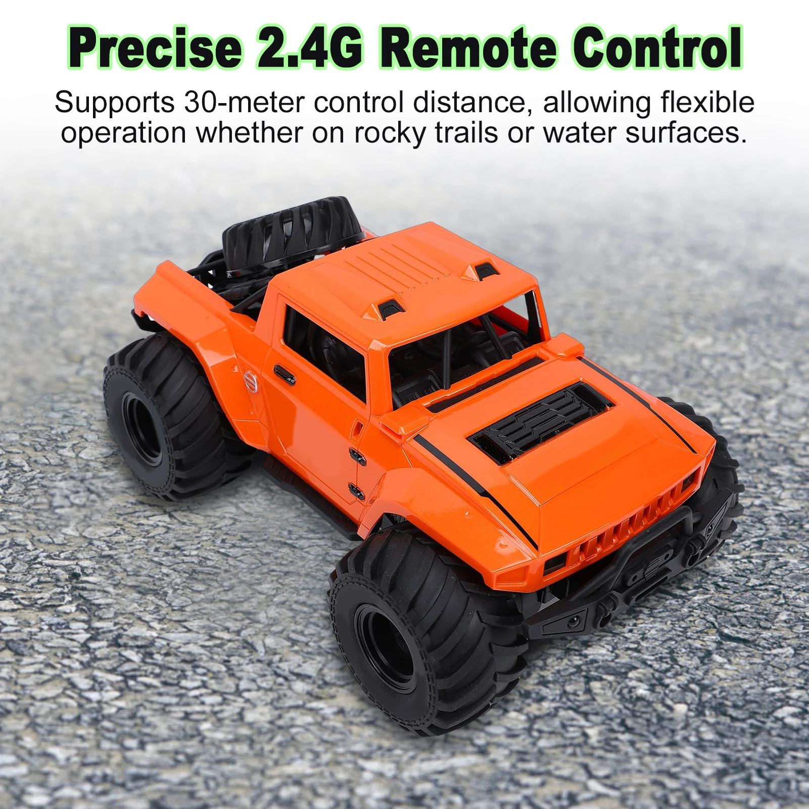 1/16 2.4G RC Truck, Remote Control Crawler, All Terrain Vehicle, 4WD Off-Road Car with LED Lights, 30M Range Remote, 25 Min Play