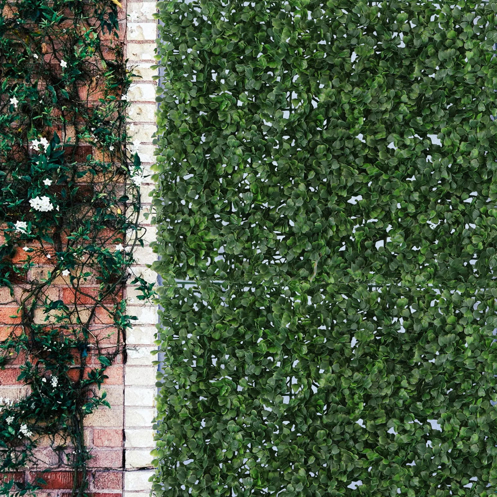 Artificial Plant Wall Panel Realistic Greenery Plastic Grass Decor for Garden Balcony Living Room