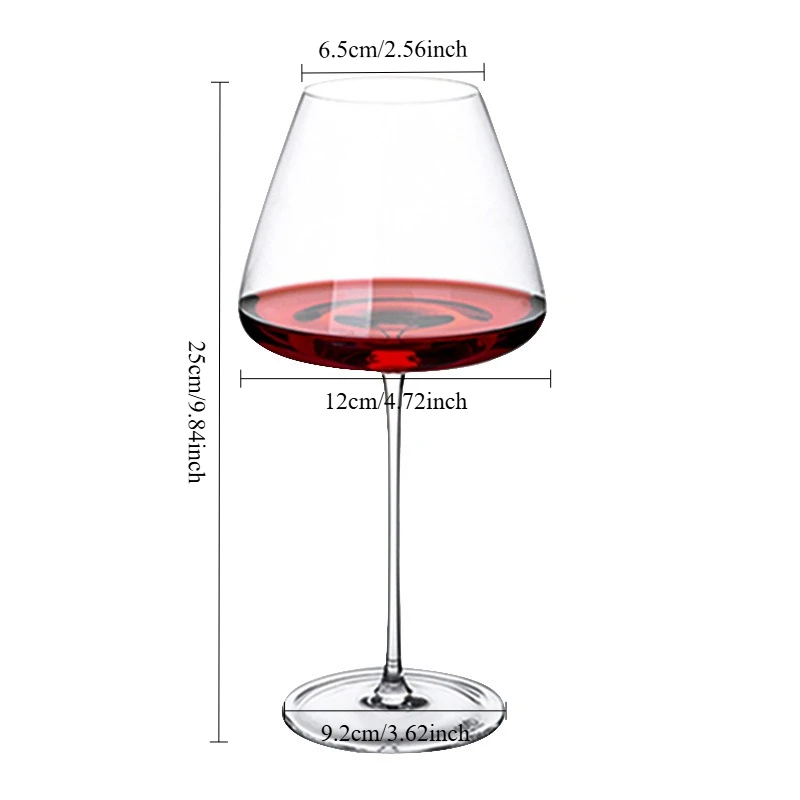 720ml Creative Ins style Burgundy wine glass with concave bottom light luxury high-end crystal high footed glass wine glass