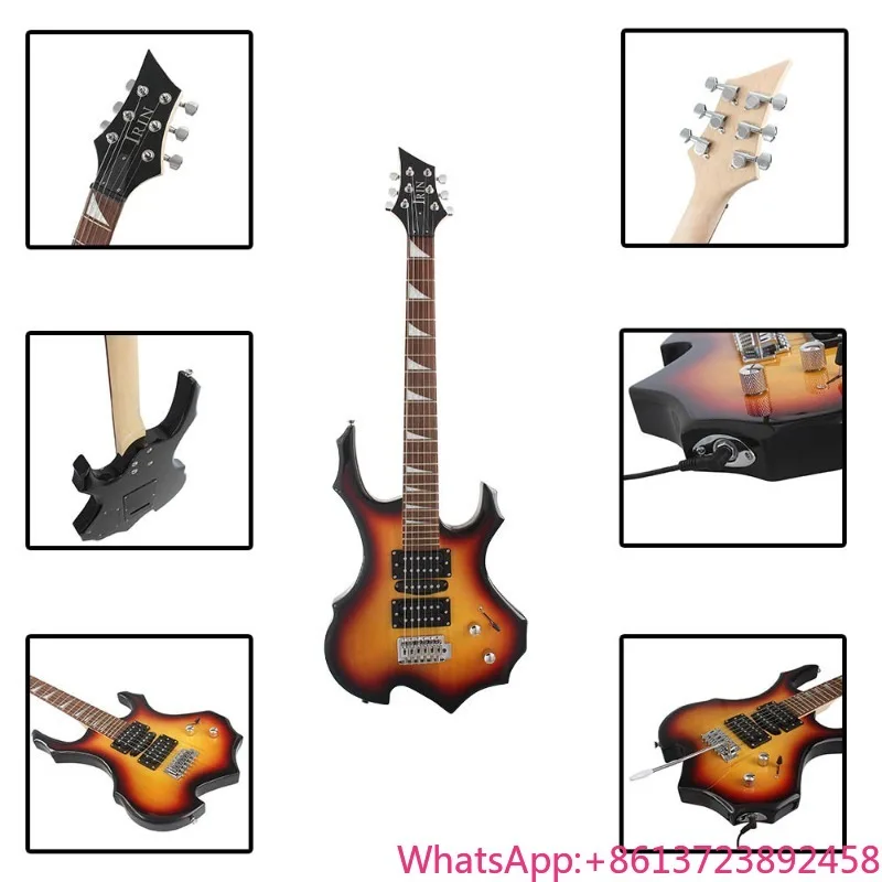 Guitarra Eléctrica de 24 Trastes y 6 Cuerdas, Guitarra Eléctrica Flame con Cuerpo de Arce, Instrumento Musical para Adultos