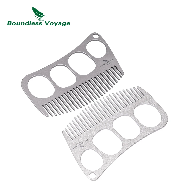 Boundless Voyage Titanium Handleless Comb for Men Women Anti-Static Pocket Comb for Hair & Beard Outdoor Camping Hiking