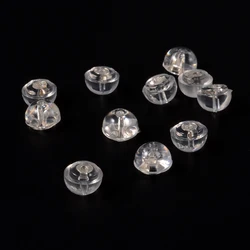 10pcs Stainless Steel Ear Closures Ball Earring Back Stoppers Transparent Universal Ear Plug For DIY Jewelry Making Accessories