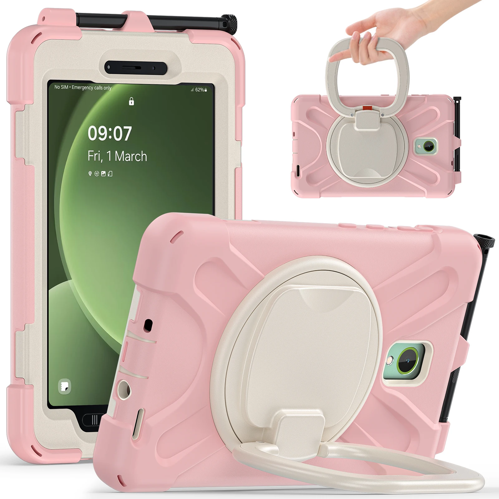 Case For Samsung Galaxy Tab Active 5 3 SM-X300 X306B T570 T575 Heavy Duty Cover Shockproof With 360 Rotatable Handle Grip Funda