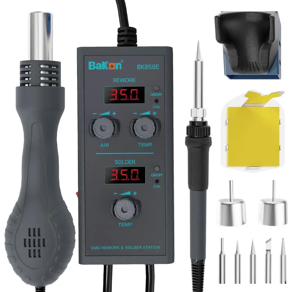 Compact 90W Soldering & Hot Air Rework Station with Precision Temperature Control and Full Kit