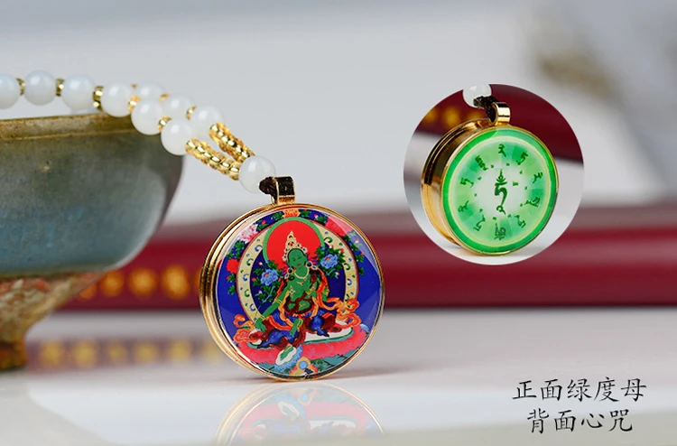 2PCS Greco-Buddhist pocket travel efficacious Mascot Safety Bless Green Tara Padmasambhava Guru buddha COPPER  Amulet box