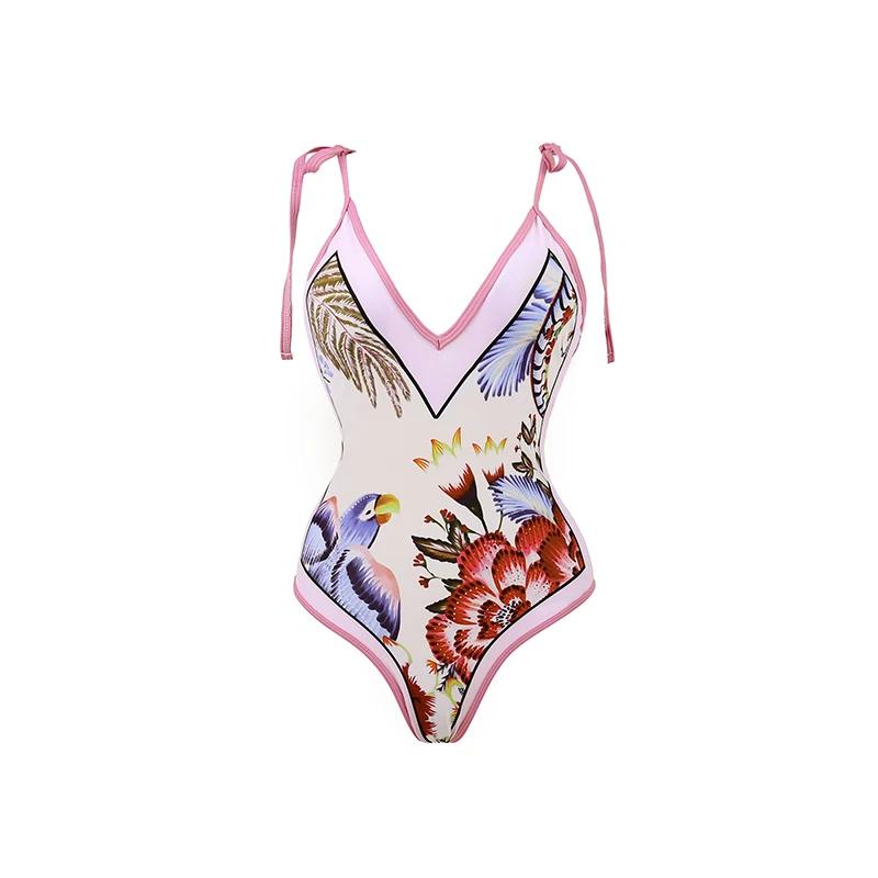 ZAFUAZ-traje de baño de 3 piezas para mujer, conjunto de Bikini con estampado de flores en 3D, traje de baño de cintura alta, Vestido de playa Sexy