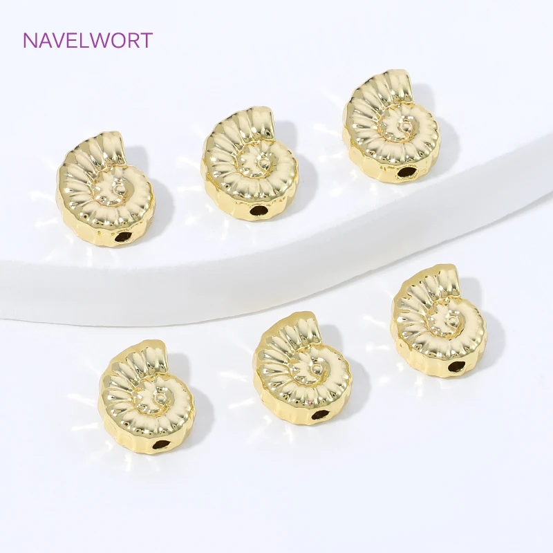 14K Gold Plated Brass Conch Spacer Beads For Jewelry,Separators For Beads,Jewelry Fittings,DIY Bracelet Making Accessories view 3