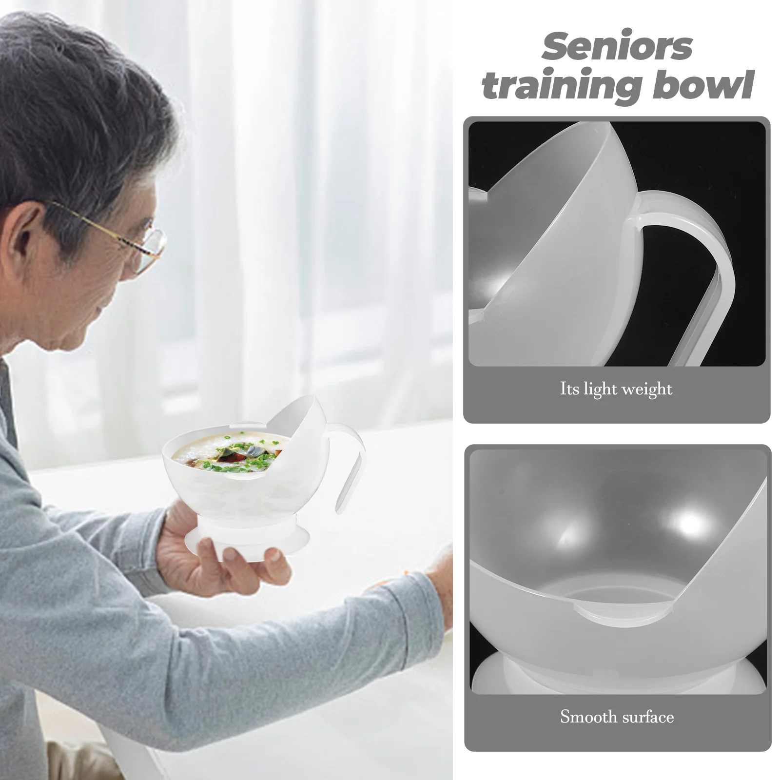 

Тренировочная миска для пожилых людей, силиконовая миска для пожилых людей, присоска, защита от разливов, легкая, прочная посуда для людей с ограниченными возможностями