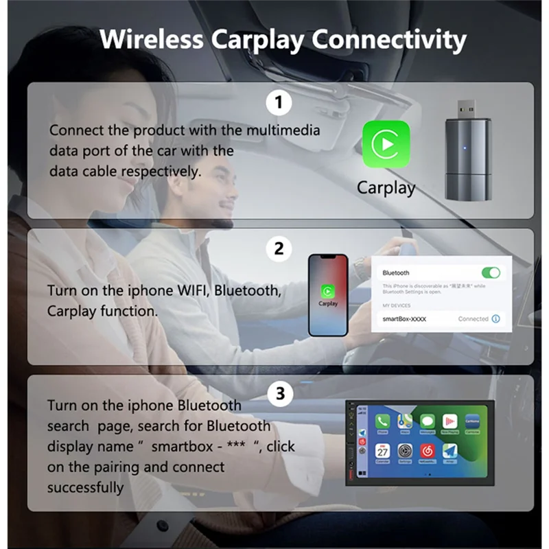 JABS-Wifi Auto Connection Mini Adapter Smart Converter Carplay And Android Auto Compatible Adapter For Cars For Wired To Wireles
