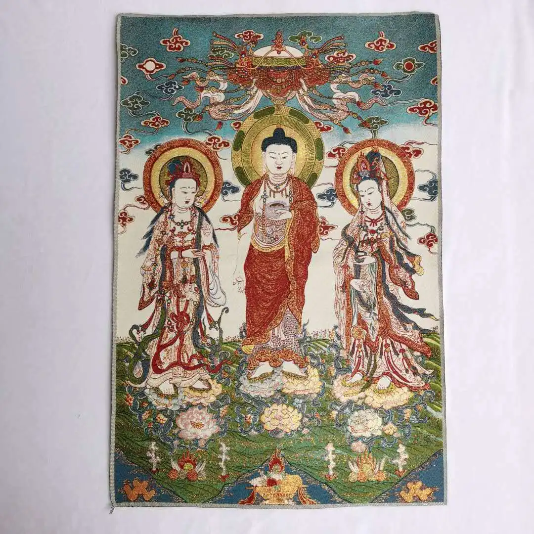 Китайская буддийская ткань, шелковая ткань Tathagata Buddha Guangyin Kwanyin Tangka Thangka 26548