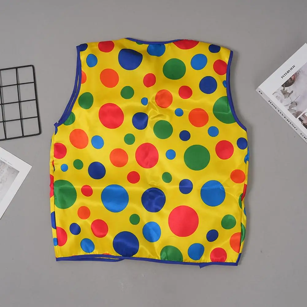 Costume de clown imprimé à pois jaunes, gilet de performance de fête d'Halloween, accessoire festif