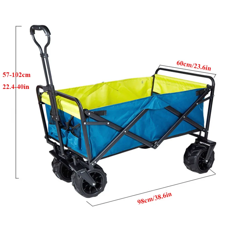 7-Inch Beach Wheel Small Trolley Cart Outdoor Camping Home Shopping Portable Foldable Pull Rod Cargo Placement Off-road