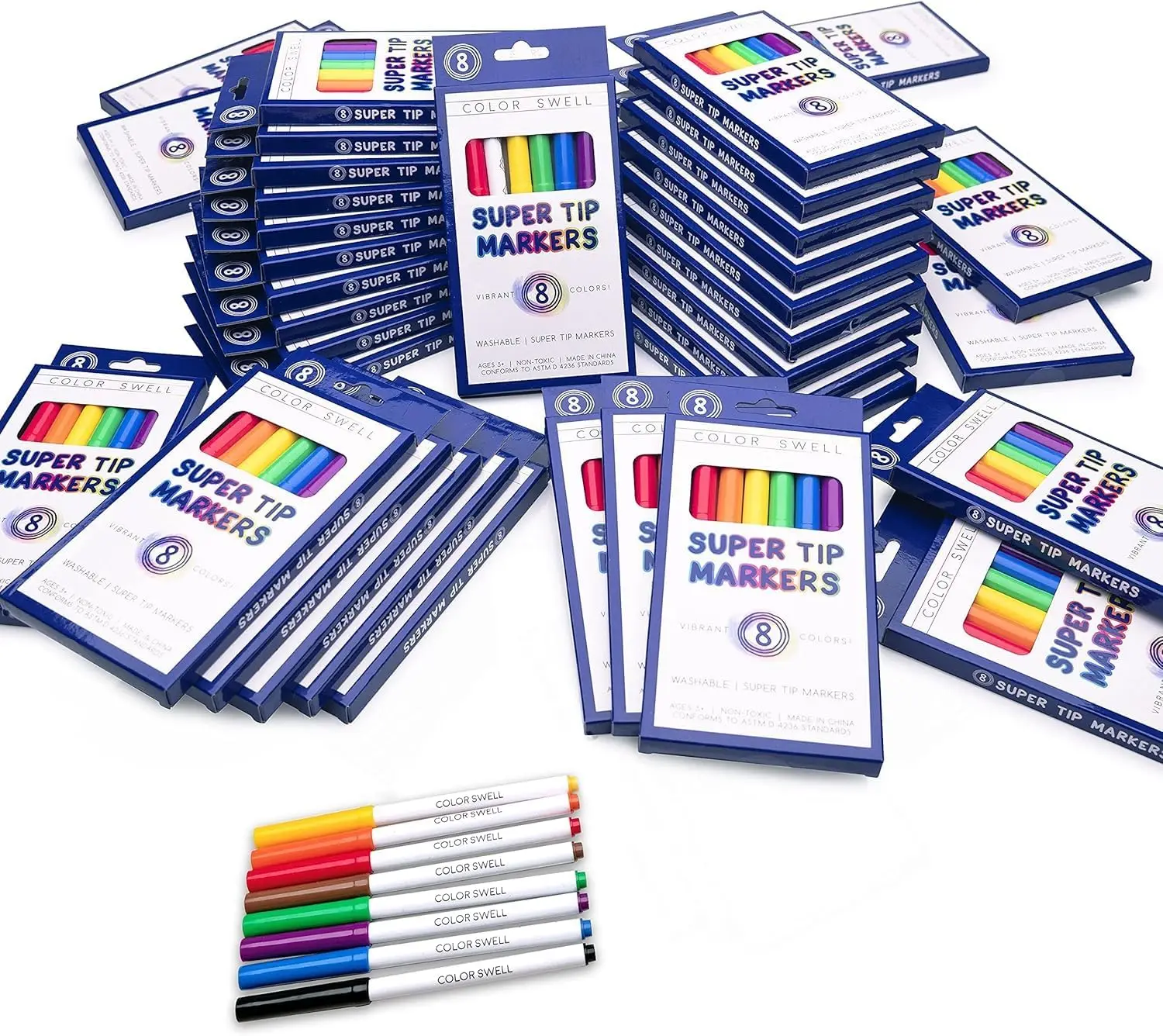 

288 Bulk Super Tip Washable Markers - 36 Packs of 8 Colors for Classroom, Party, Art