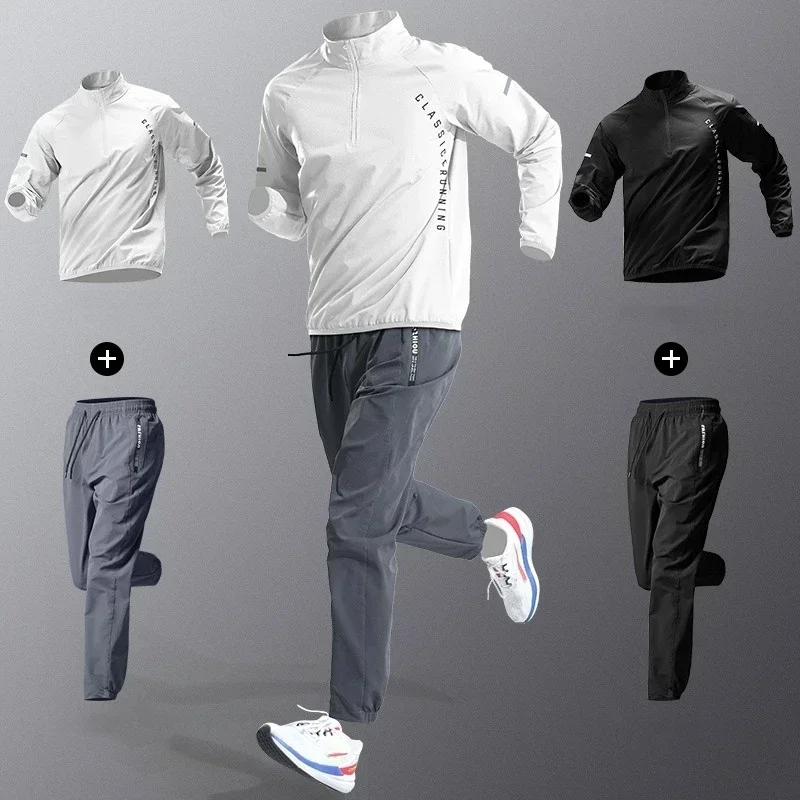 Men\'s Quick Dry Sets Outdoor Sports Tops & Pants Quality Trendy Tracksuits Breathable Windbreaker Jogging Suits Training Clothes