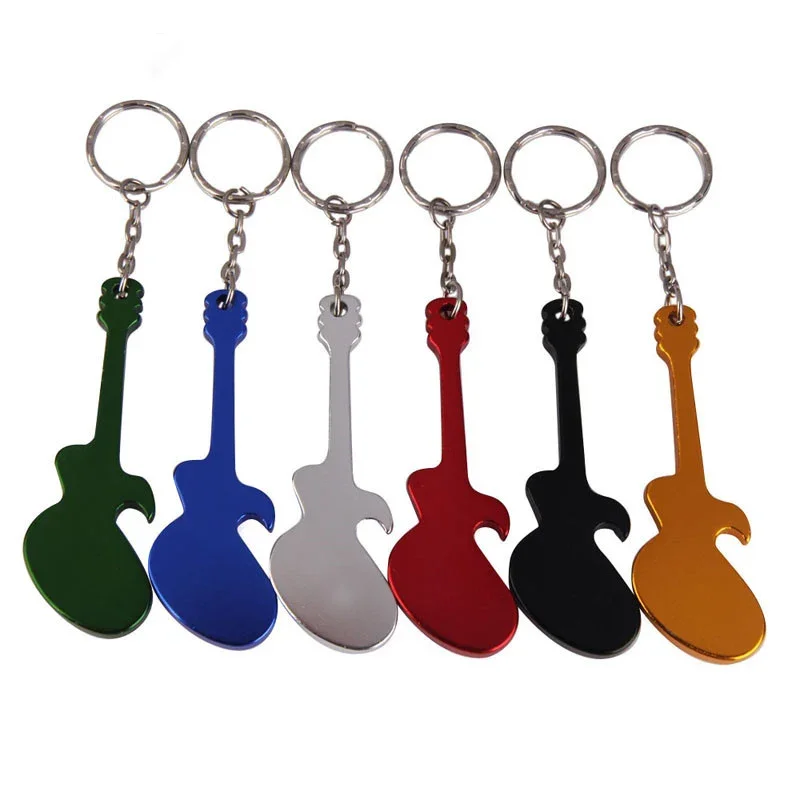 1Pcs Multifunction Creative Outdoor EDC Guitar Shaped Beer Opener Aluminum Alloy Bottle Opener Keychains Handy