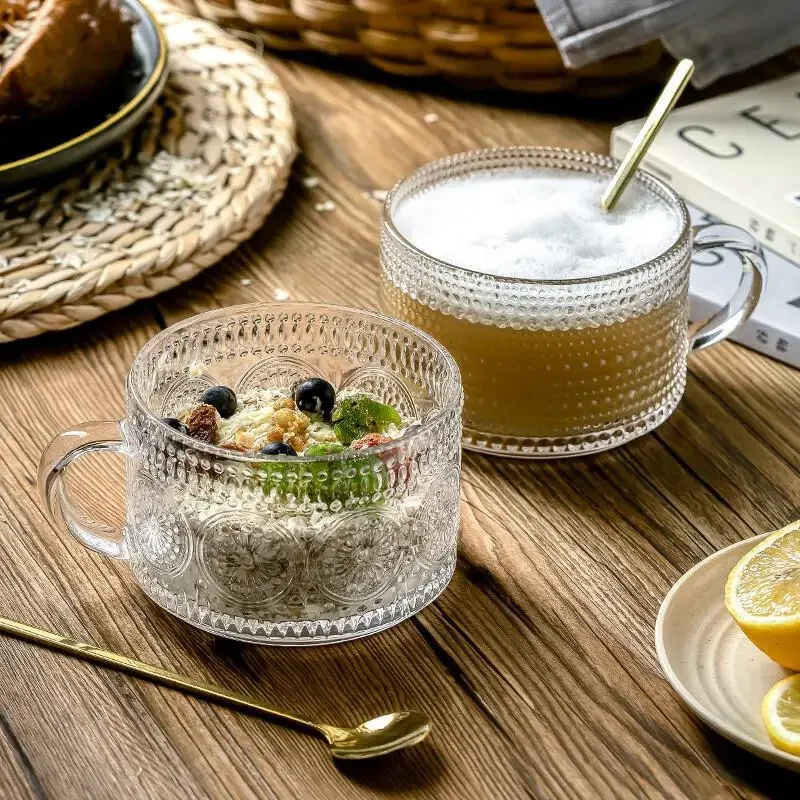 

400ml Glass Breakfast Cup with Bamboo Lid and Spoon Wear-resistant Durable Texture Transparent Milk Oat Cup Drinking Glasses