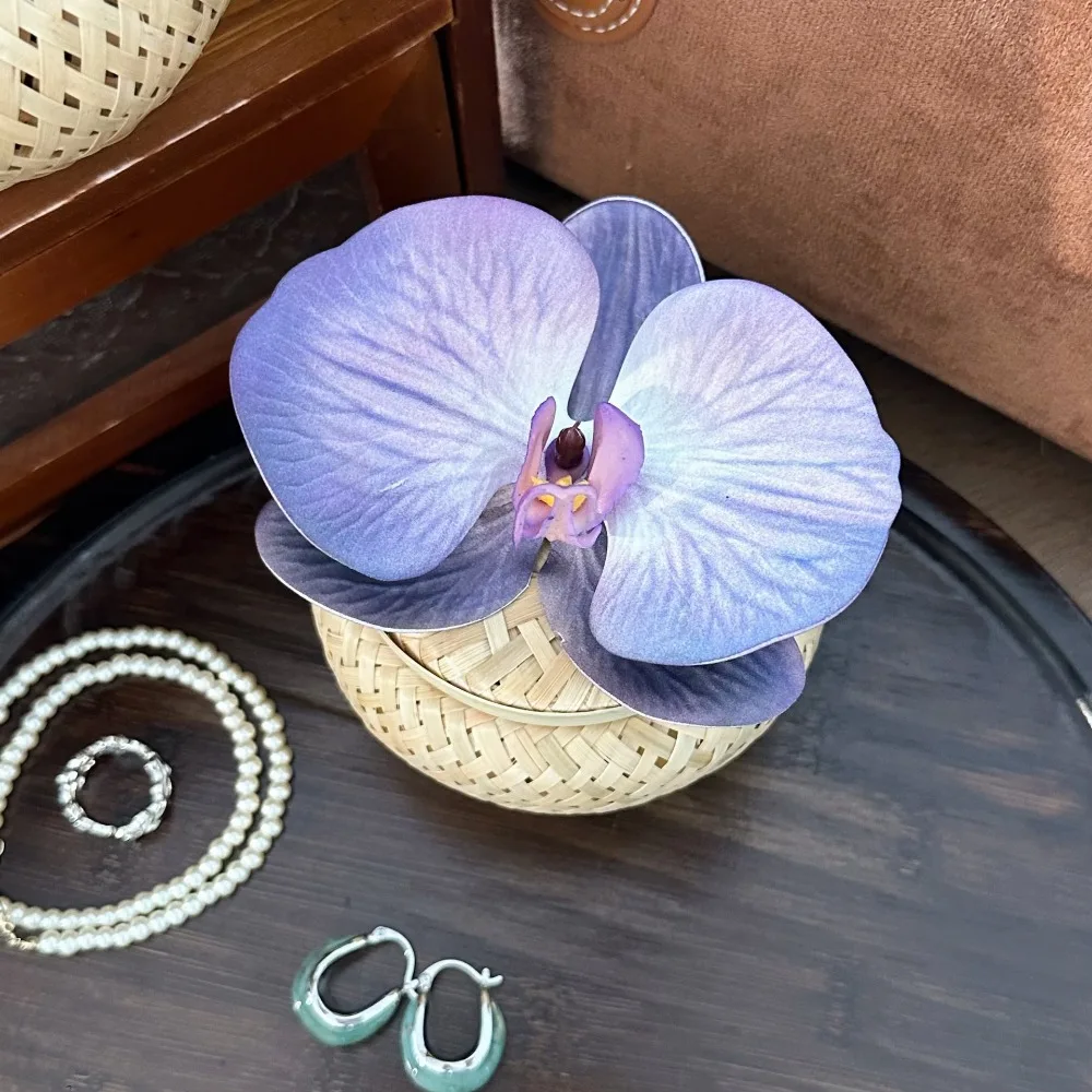 

Large Capacity Bamboo Weave Jewelry Box Jewelry Case Flower Jewelry Display Tray Storage Box Earrings