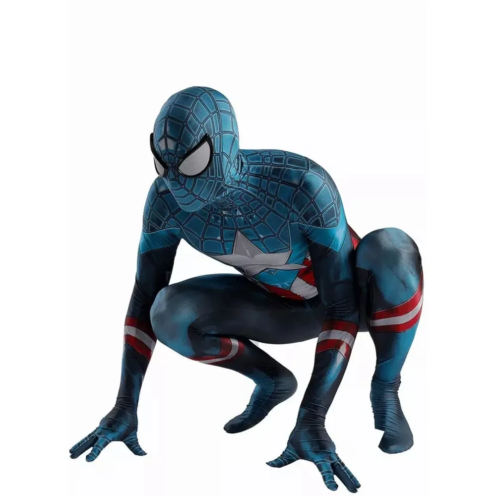 Halloween Mannelijke Kapitein Vooraf Spider Kostuum Superheld Cosplay Zentai Pak Spel Volwassenen Mannen Bodysuit Party Jumpsuit