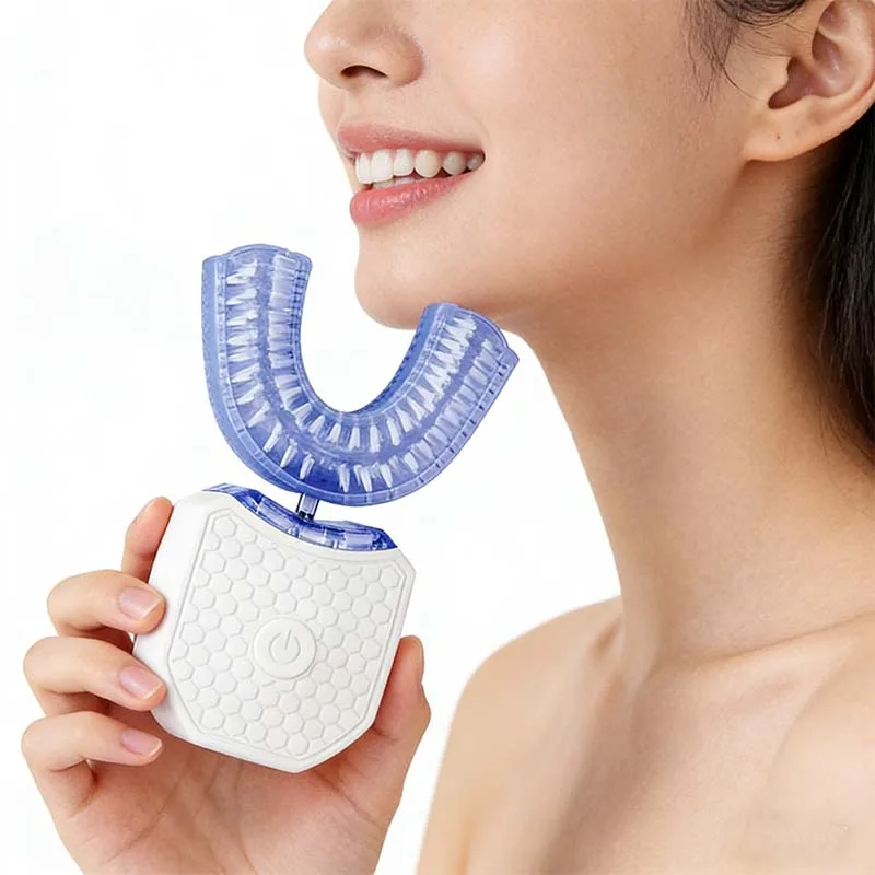 

Электрическая звуковая зубная щетка 3-в-1 U-образной формы для отбеливания зубов, беспроводная ультразвуковая зубная щетка 360° ° Силиконовый скребок для языка для взрослых (для ленивых)