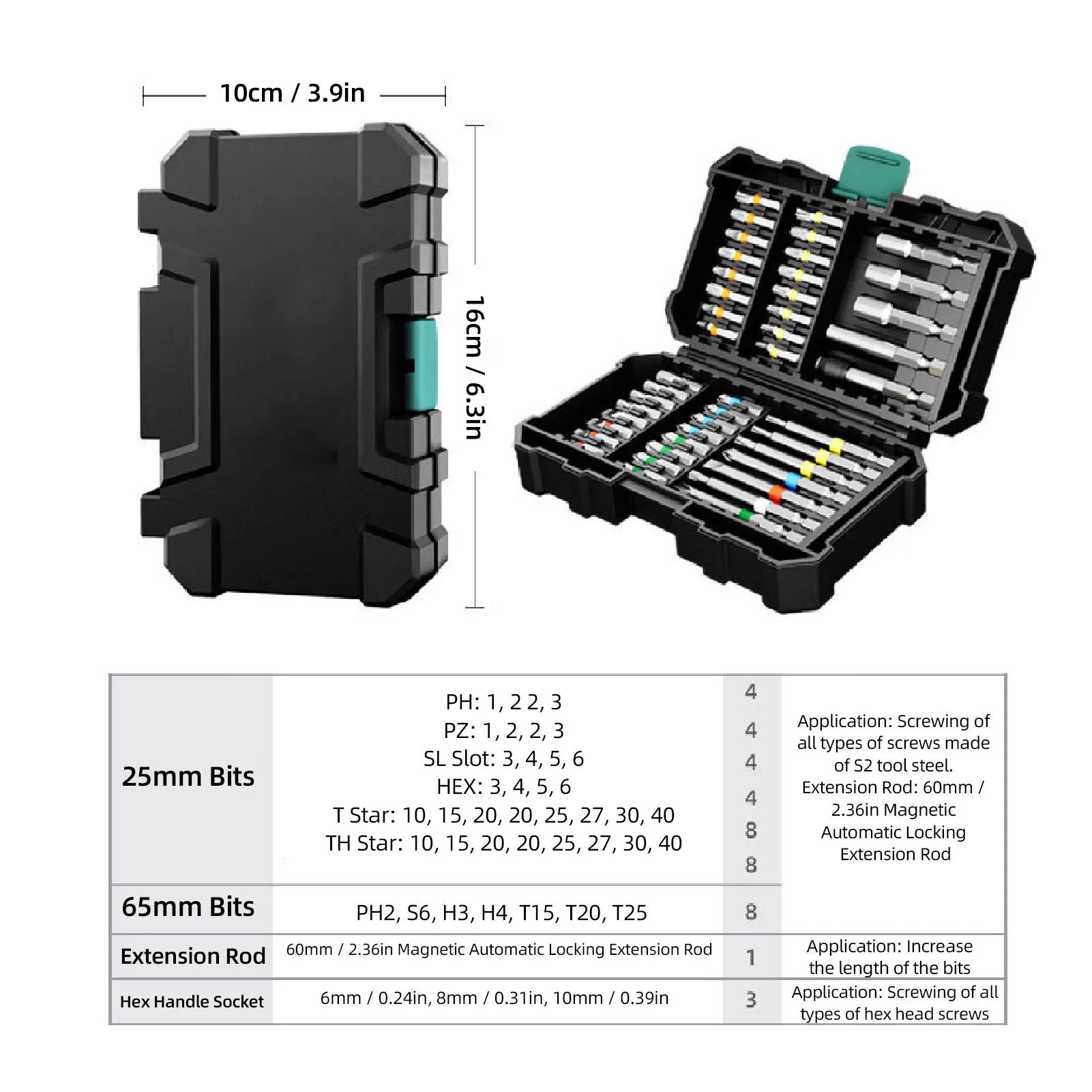 Impact Driver Bit Set Alloy Steel High Torsion Impact Magnetic Screwdriver Bit Set Magnetic Screwdriver Bit Set with Storage Box