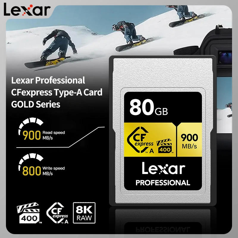 

Lexar CFexpress Type A Memory Cards GOLD Series 80GB 160GB 320GB 640GB Professional CFexpress VPG400 Read Up to 900MB/s 8K Video
