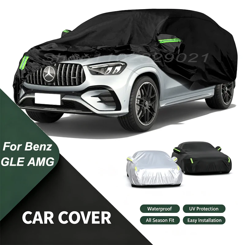 Full Car Cover For Benz GLE AMG V167 W167 W166 All Weather Outdoor Snow Sun UV Dustproof with Reflective Strips Wind Straps