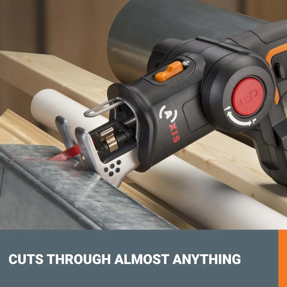 20V Cordless 2-in-1 Reciprocating & Jig Saw with Orbital Action, Universal Blade Fit, and Integrated Blower