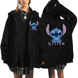 New in Gothic Hoodie Zipper Disney Stitch Zip Up Hoodies Women Harajuku Cute Anime Sweatshirt Manga Streetwear Hoody Female